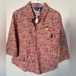 NWT Vintage Disney Jerry Leigh 3/4 Sleeve Pooh Bear Poplin Shirt Women’s S